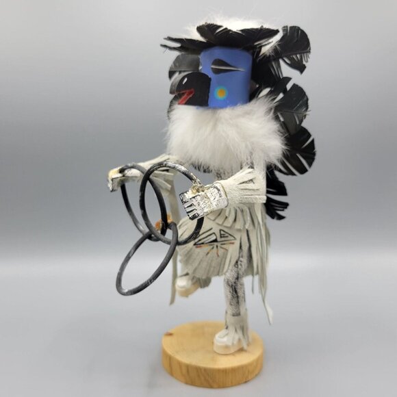 Kachina Doll 9" Hoop Dancer Navajo Hopi Feathers Native American Art Signed - Picture 8 of 14